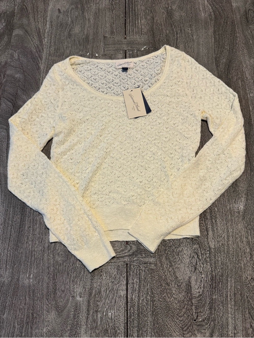 Universal Thread Cream Openwork Scoop Neck Sweater